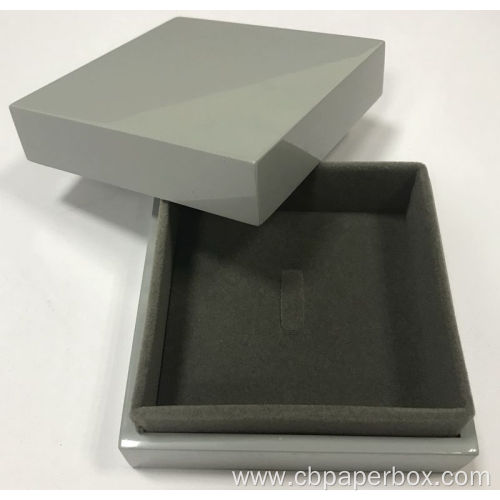 High Quality Glossy Gray Wooden Gift Ring Box